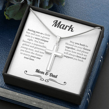 Personalized Groom From Parents Cross Necklace - Love You This Much